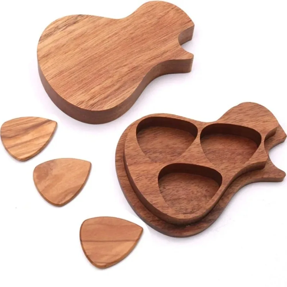 

Wooden Guitar Picks Box Guitar Pick Storage Box Holder Plectrum Container No Guitar Picks Included