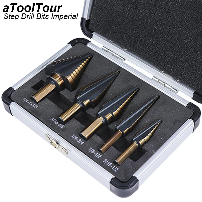 Cobalt Multiple Hole 50 Sizes Step Drill Bit Set Tools Aluminum Case Metal Drilling Tool For Metal Wood Step Cone Drill HHS