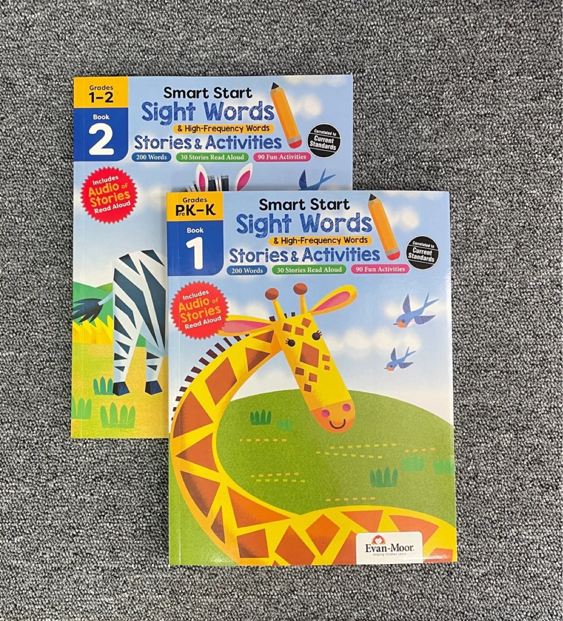 

2 Books Evan Moor Smart Start Sight Words English Enlightenment Textbook Workbook Exercise Early Education Full Color Age 3-7