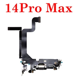 Deluxe Charging Port Flex Cable with USB Charger Dock Connector & Microphone Ribbon (For 14Pro max Black)