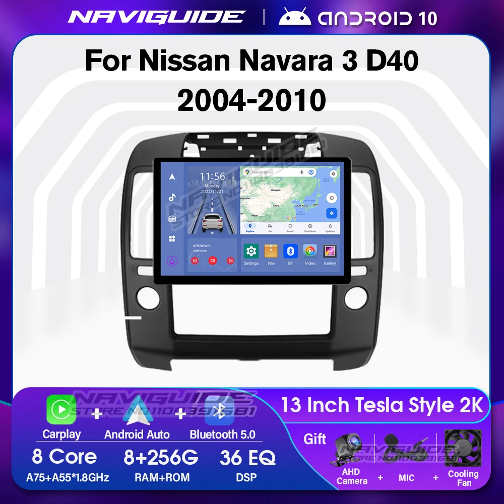 NAVIGUIDE 1920*1200P 13นิ้ว Carplay รถวิทยุสำหรับ Nissan Navara 3 D40