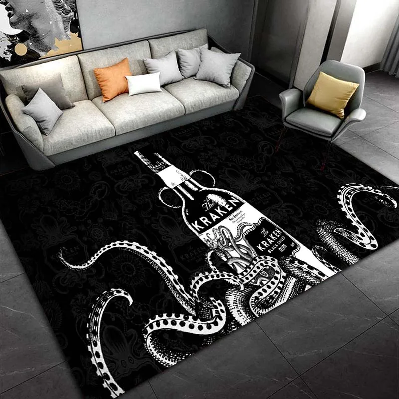 Spiced Rum Kraken-Black Pattern Tappeti Tappetini Da Gioco Per Camera Da Letto Arredamento Per Camera Da Letto Tappeto Per Soggiorno Tappetino Per Gat