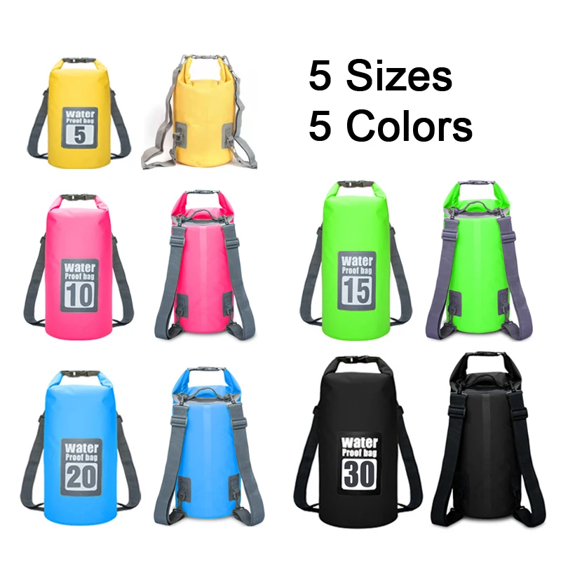5L/10L/15L/20L/30L Double Shoulder Waterproof Storage Dry Sack Bag For Canoe Kayak Rafting Swimming Outdoor Sport Backpack dry bag waterproof bag