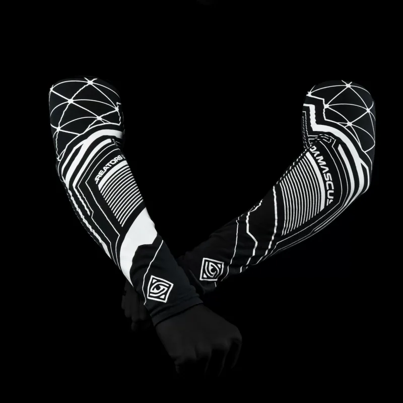 Summer Men Punk Techwear Style Outdoor Sport Sun Protection Sleeves High Street Personality Print Tactical Function Arm Sleeves sun protection arm sleeves