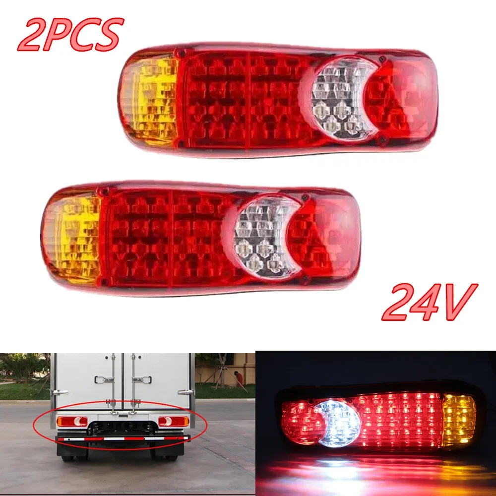 h901 2pcs pack car remote pilot light warning light dual flash light white 2PCS 24V Waterproof LED Tail Light for TRAILER CARAVAN TRUCK LORRY Stop Reverse Lamp Brake Light Multifunctional 46LED LIGHTS