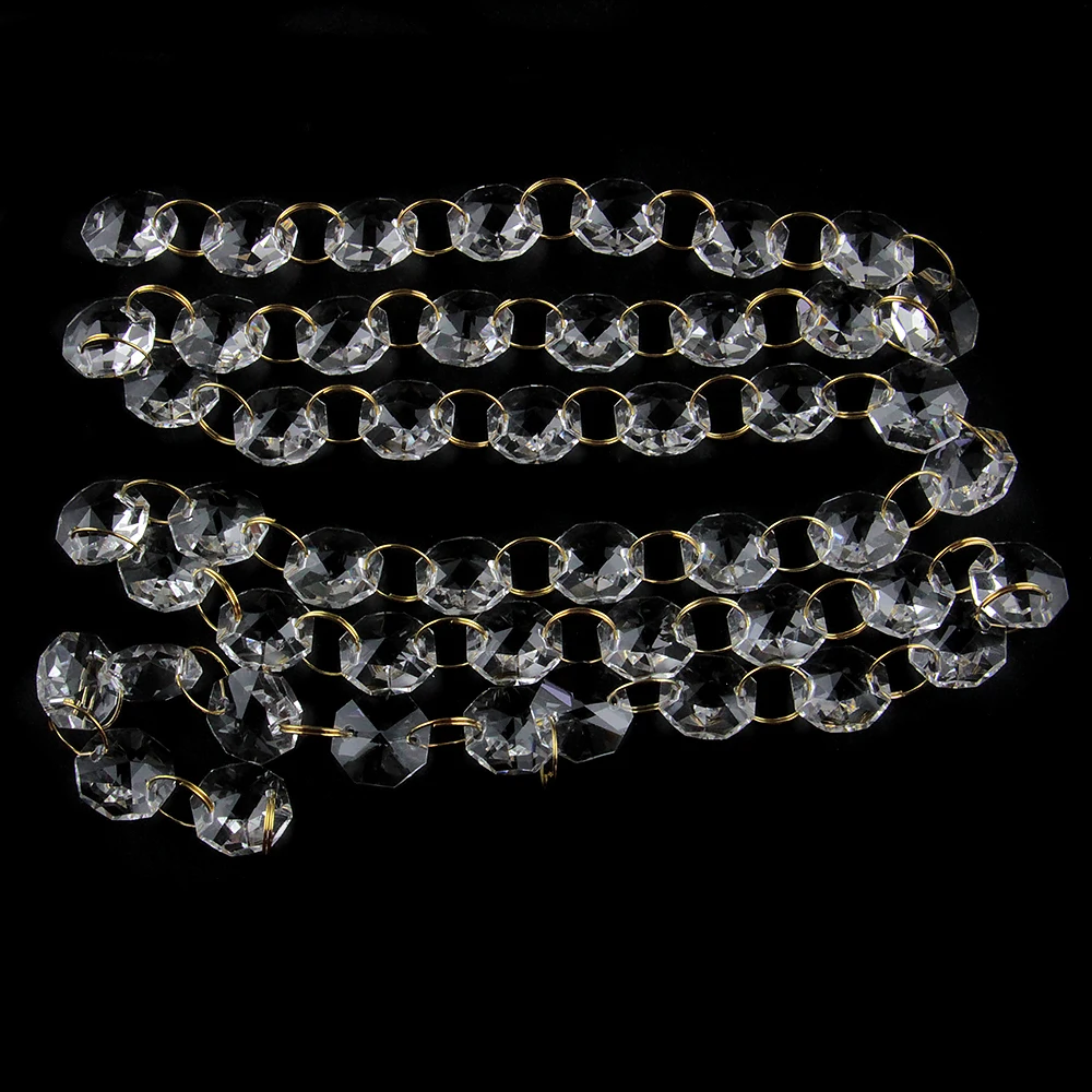 10m/Roll Acrylic Octagon Beads Chain 14mm Clear Beads Sun Catcher Chandelier Parts Home Wedding Decoration acrylic beads garland