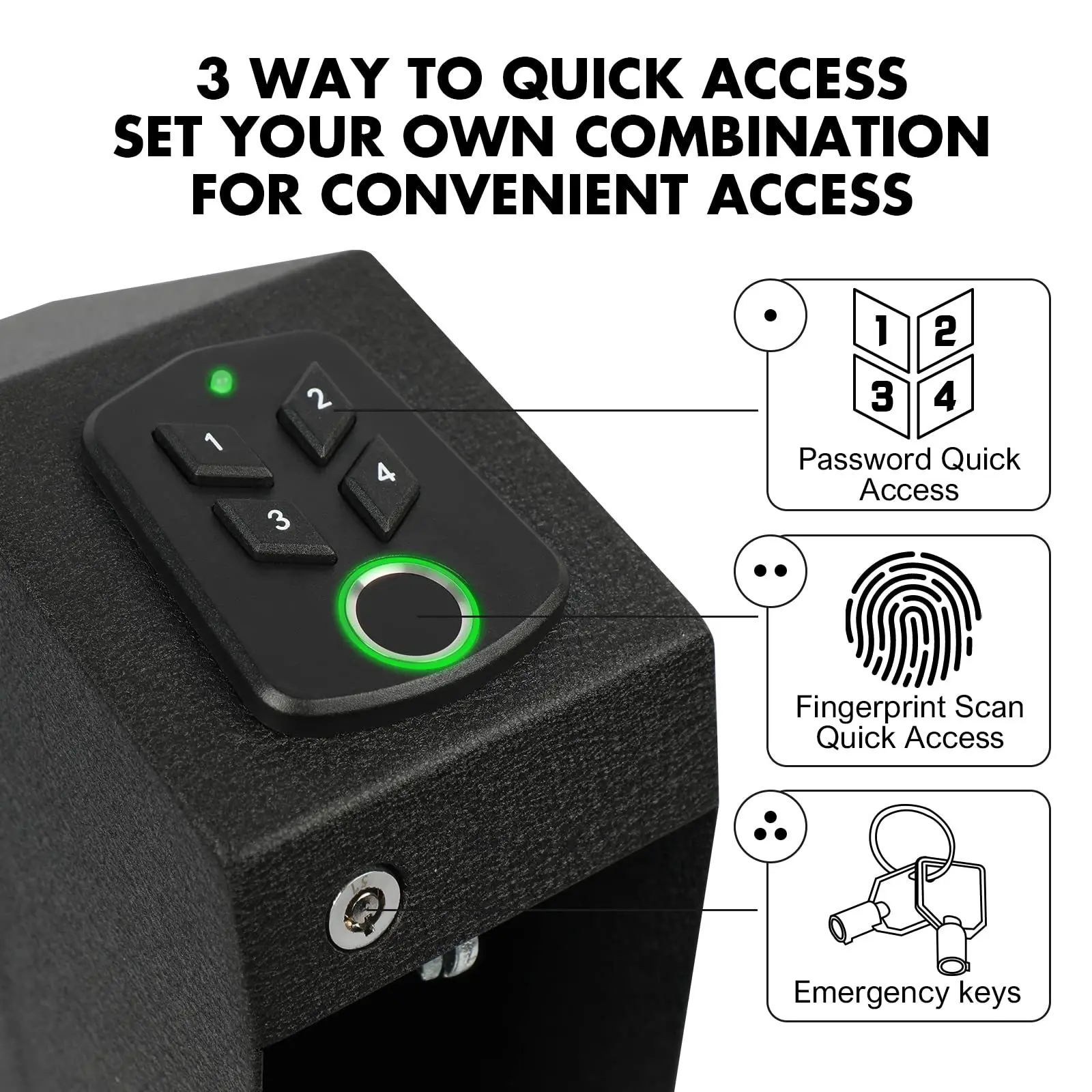 Biometric Handgun Safe, Quick Access Handgun Safe Lock Box for Home Fingerprint Hand Gun Safe Biometric/Keypad/Key Silent Mode