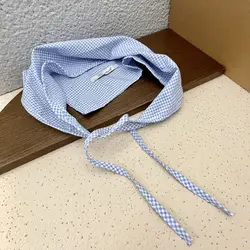 Bohemian Pastoral Style Adjustable Lattice Hair Scarf with Blue Triangle Design (Blue)