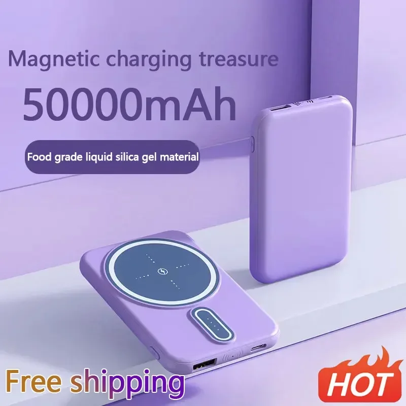 

50000mAh Power Bank Magsafe Wireless Fast Charging Thin And Compact Portable Mobile Phone Accessories Free Shipping