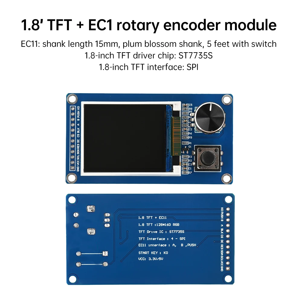 EC11 로터리 엔코더 조합 모듈이 포함된 1.8인치 2.4인치 TFT 디스플레이 화면 Arduino용 SPI 인터페이스 LCD 디스플레이 화면