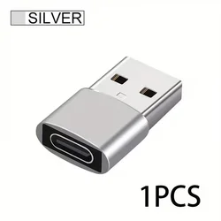 Universal USB to USB - C Adapter Pack - Fast Charging, Data Transfer & OTG Functionality (Silver)