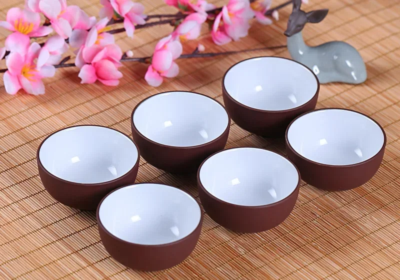 6PCS Purple Clay Chinese Japanese Ceramic Tea Cups Set Tea Cup