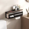 Walnut Wooden Paper Towel Holder Bathroom Toilet Paper Box No Drilling Handkerchief Face Wash Paper Holder Storage Rack 1