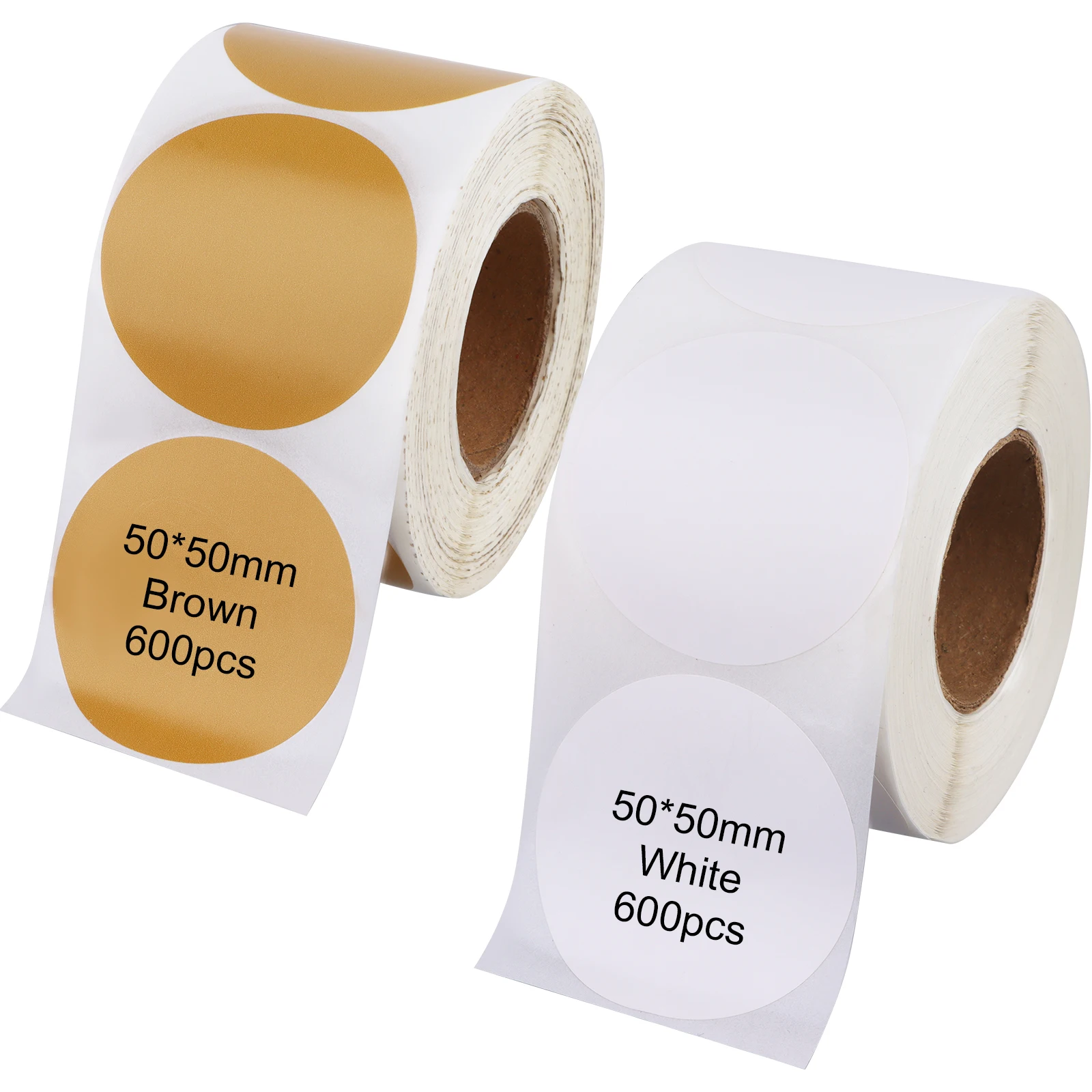 2 Rotoli/1200 Pezzi Etichette Adesive Termiche Circolari Da 2 "Etichette Termiche Dirette Rotonde Autoadesive Adesivi Termici In Rotolo Multiuso