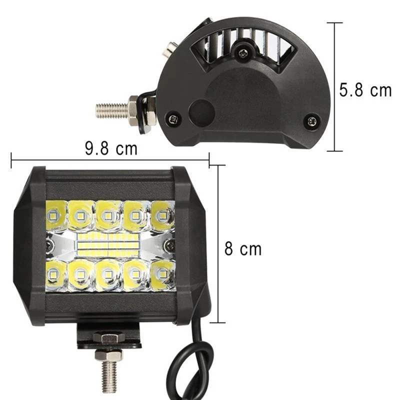 ε  Ȱ, 4 ġ IP67 , 60W, 20 LED ۾, ȫ  ޺, Ʈ SUV