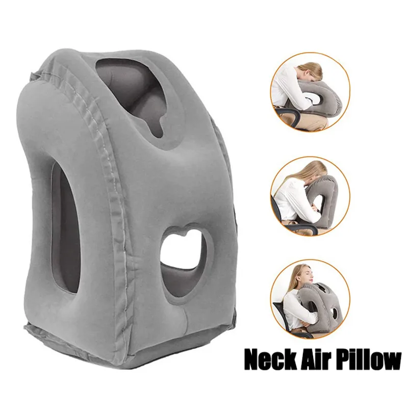 

PVC Flocked Airplane Sleeping Office Headrest Chin Support Cushions Rest Neck Nap Pillows Travel Pillow Inflatable Air Cushion