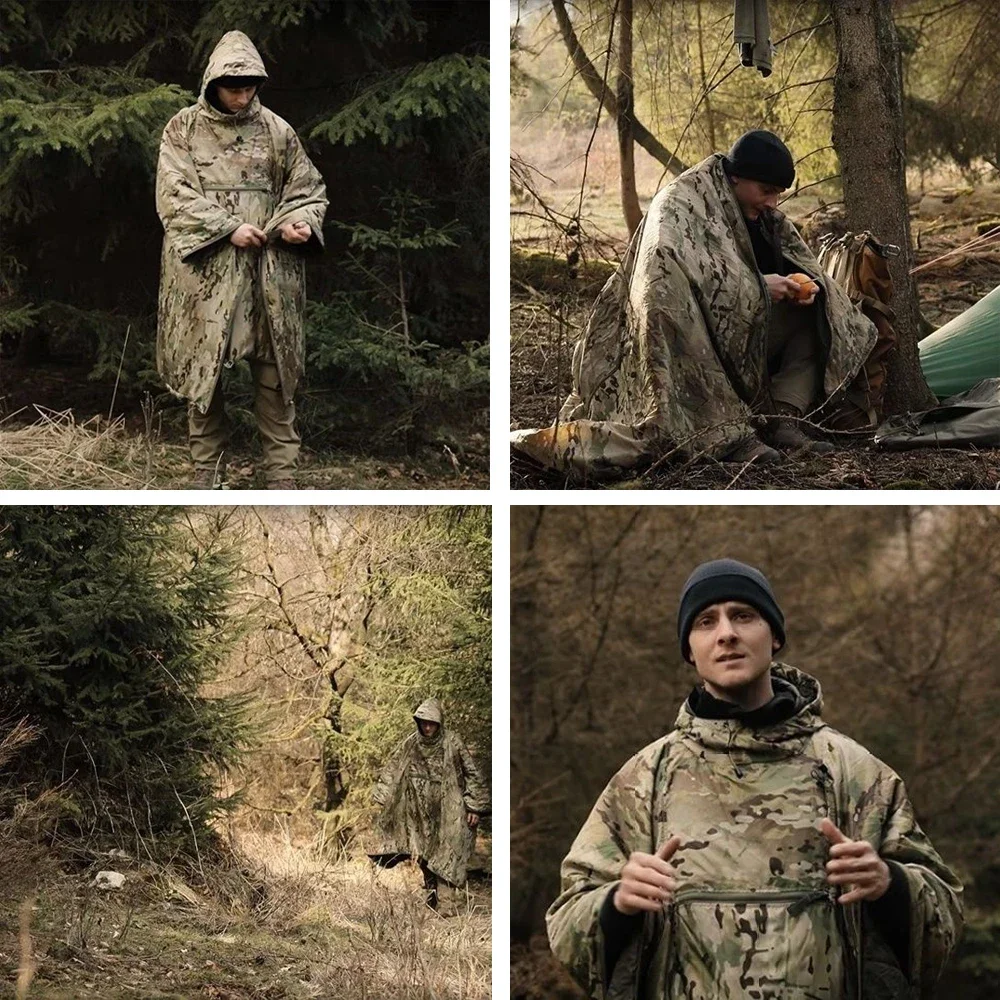 Description Picture 3 of itemKIICEILING Trench Coat Poncho Multicam Tactical Hoodie Long Jackets for Men Winter Warm Waterproof Mens Jacket Military Clothing