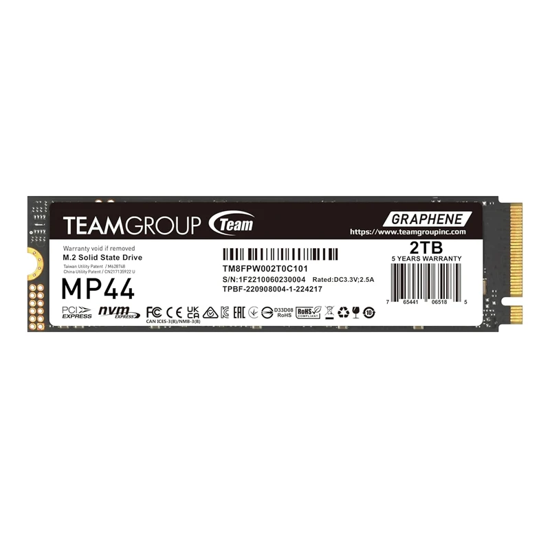 Teamgroup Mp44 512Gb 2Tb Slc Cache Gen 4X4 M.2 2280 Pcie 4.0 Con Laptop Nvme E Desktop E Unità Ssd Nuc E Nas Ssd A Stato Solido