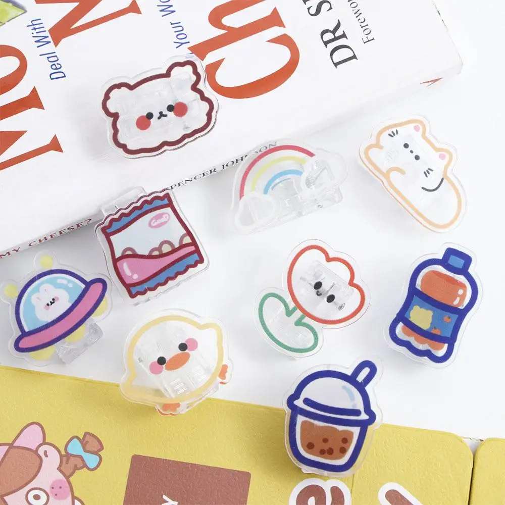 Desktop Organizer Set: Cartoon & Transparent Binder and Paper Clips with Snack Sealing Clips