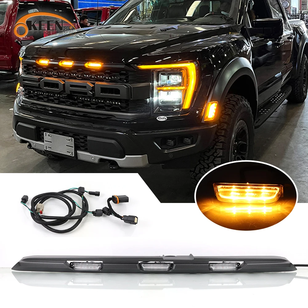 OKEEN LED Car Front Grille Light For Ford Raptor F-150 F150 2022 2023 Car Eagel Eye Light Decoration Lamp DRL Auto Accessory 12V