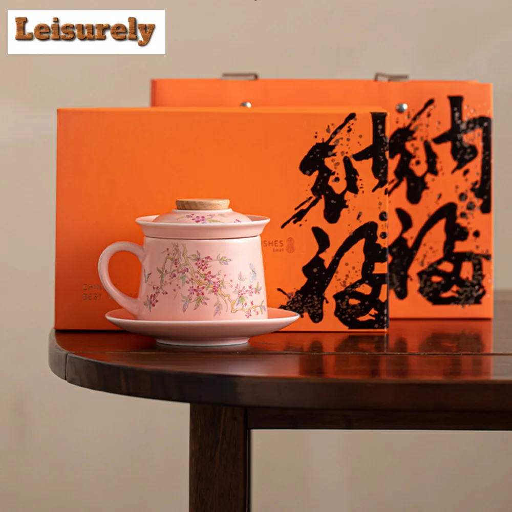 280ml Chinese Wisteria Flower Tea Coffee Cup Filter Tea Separator Cup Brewing Tea Drinking Personal Water Mug Drinkware Gift Box