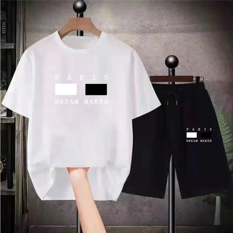 Men's Korean Fashion Two Piece Set Summer Short Sleeved T-shirt And Shorts Loose Sets Men Designer Clothes Tracksuits 3