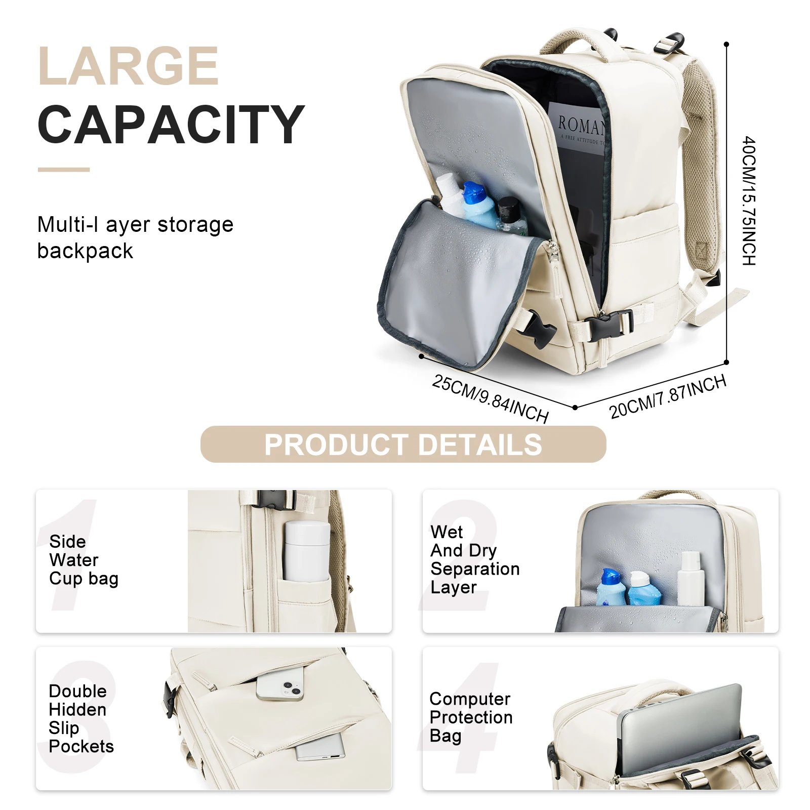 Large Travel Backpack For Women, Ryanair 40x20x25 Cabin Bag Laptop Backpack Work Bag Outdoor bag, Back to School Backpacks