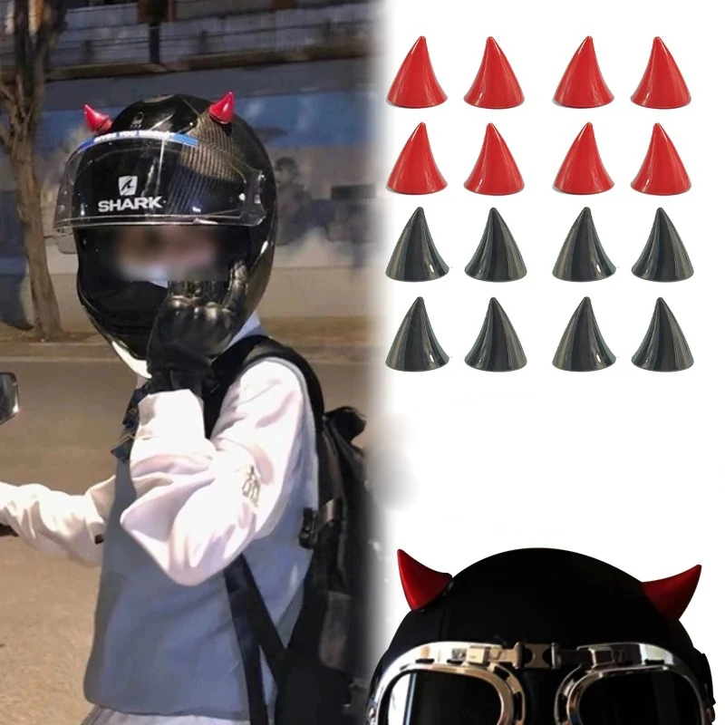 1-4 Pairs of Motorbike Helmets Male and Female Models Devil Horns Decoration E-bike Helmets Suction Cup Decoration