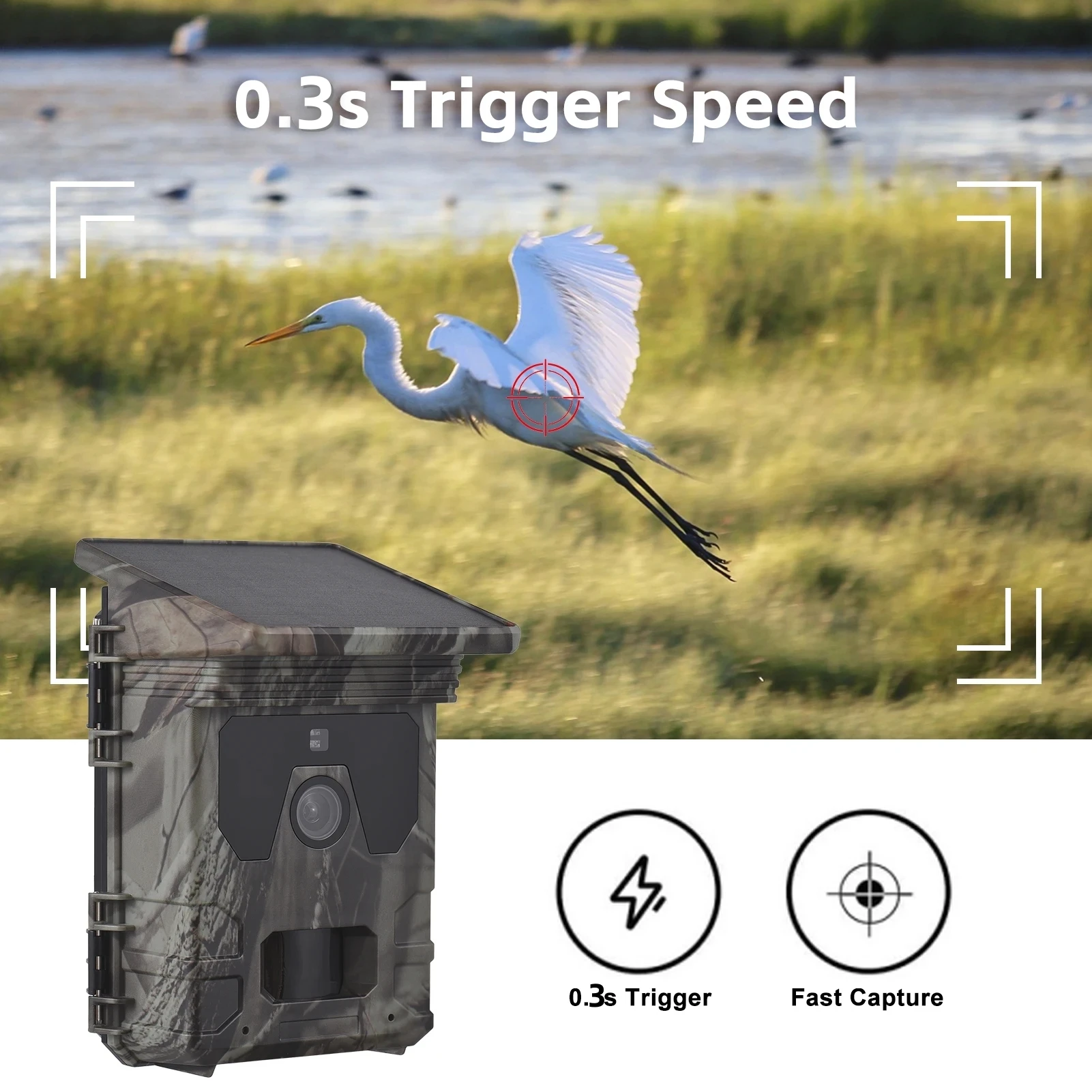 Solar Powered Hunting Camera HC-600A Infrared Tracking Night Vision 50MP 4K 0.3s Trigger Time Wildlife Surveillance Trail Camera