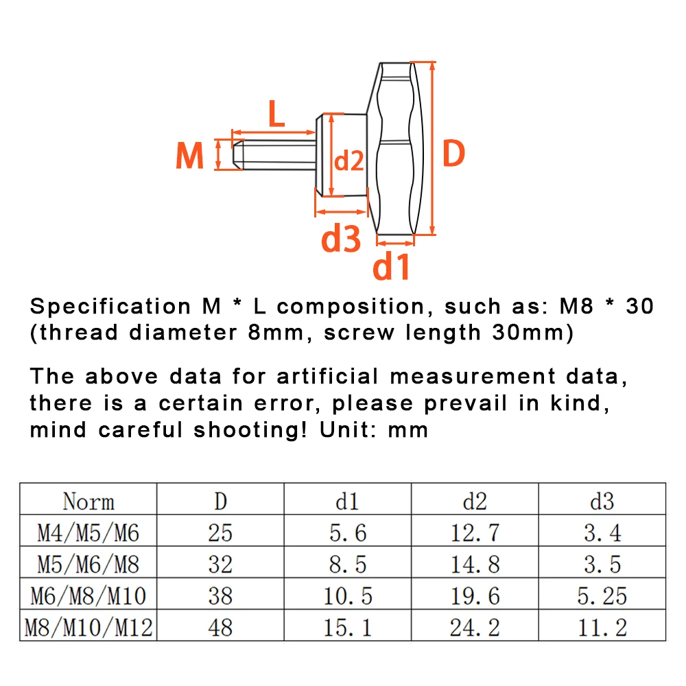 M4 M5 M6 M8 M10 M12 Carbon Steel Hand Knob Screws Bolt Plastic Star Shape Head Thread Clamping Thumb Handle Machine Screw Bolts hand knob screws