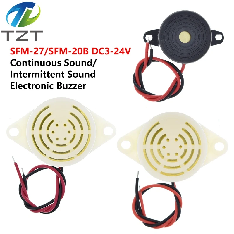 2 Pièces Buzzer Piezo SFM-27 12V Continu 90dB - Alarme électronique, 3-24V, Blanc, Neuf