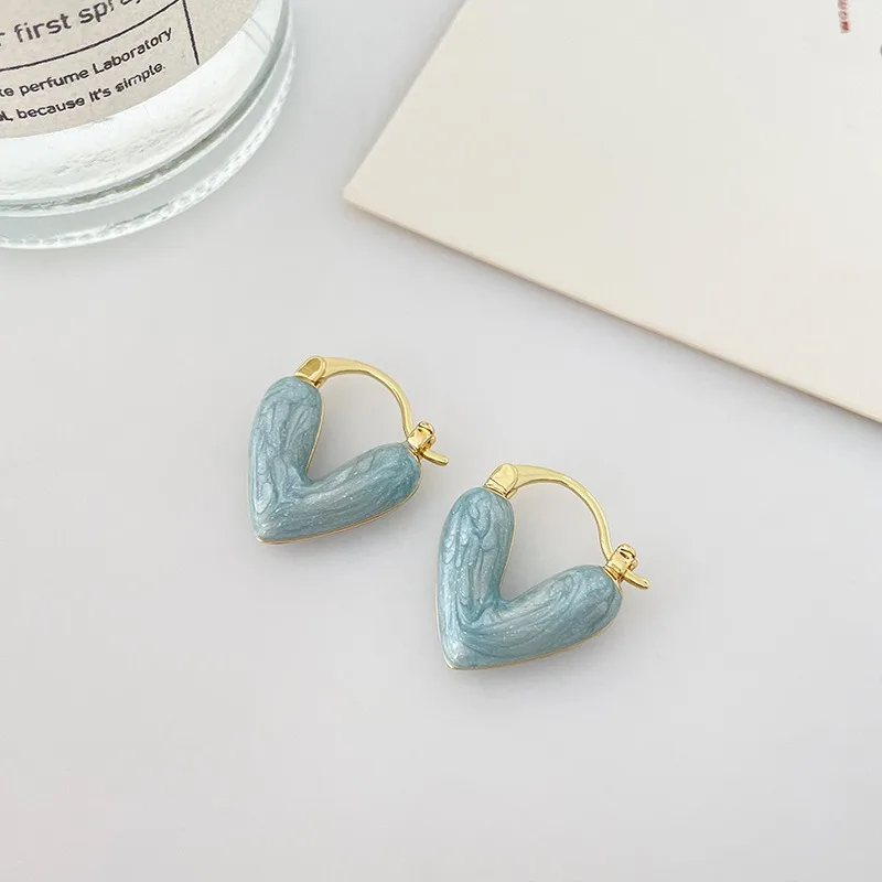2025 Trendy Heart Stud Earrings For Women Korean Elegant Light Luxury Love Dangle Earring Fashion Simple Drop Jewelry Girls Gift - 5