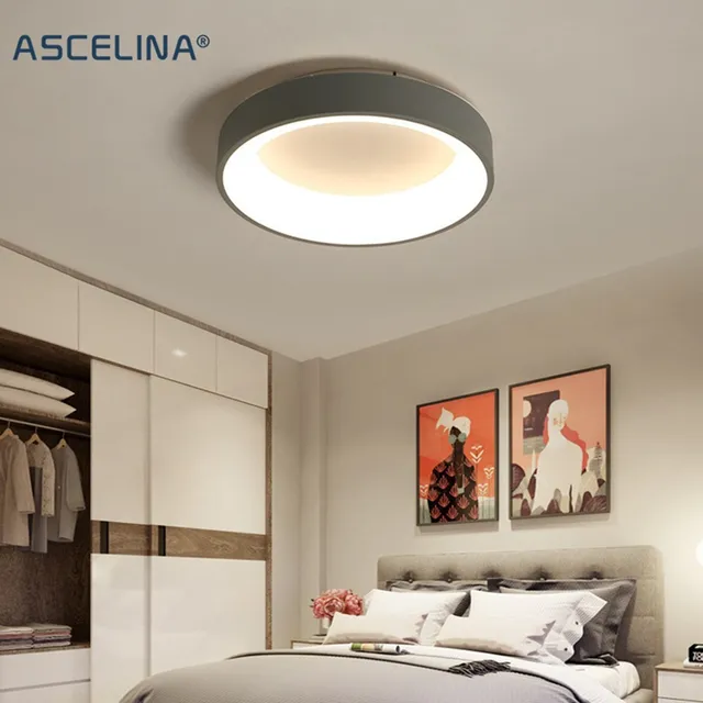 모던 미니멀리즘 침실 LED 조명, 원형 원격 제어 램프: 세련되고 실용적인 조명