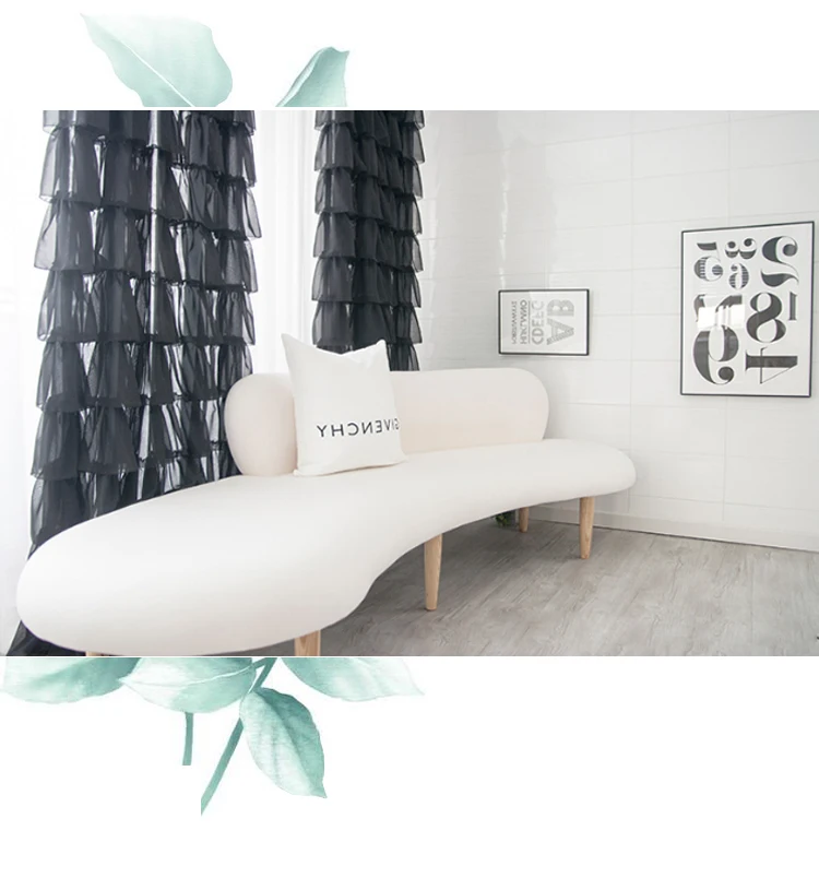 Modern Fashion Cupcake Layer Curtains Korean Black White Lace Sheer Curtain for Living Room Girls Room Romantic Ruffles Cortinas