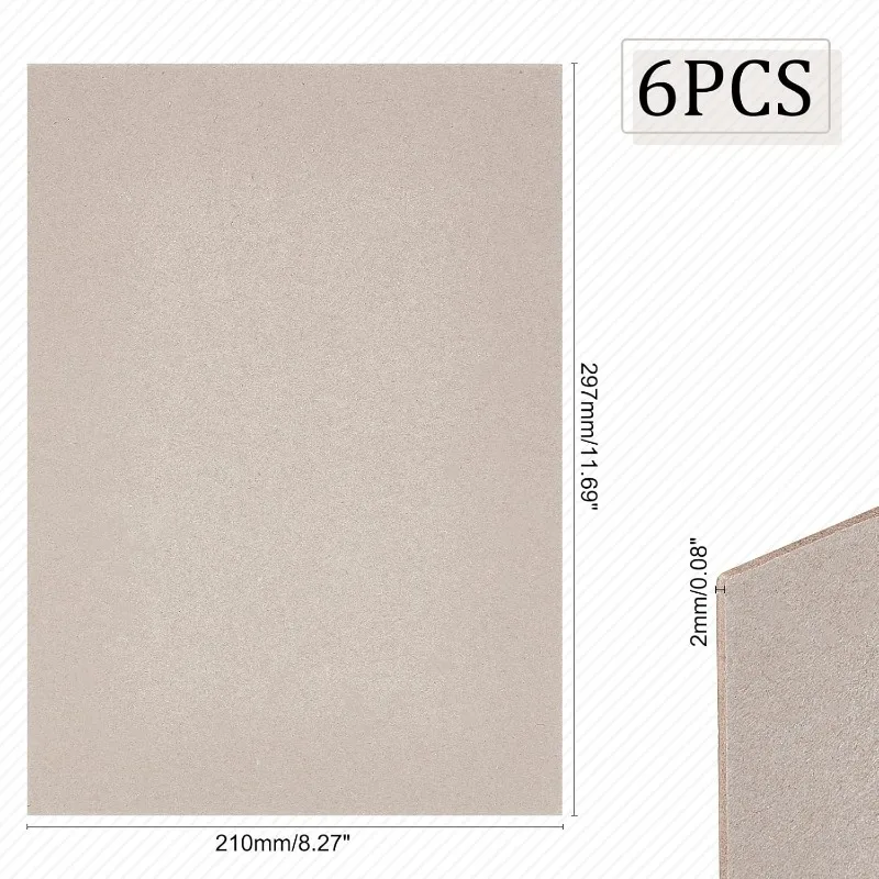 1Set 11.7x8.2” Book Board 6pcs 79PT Rectangle Binders Board for Book Binding Book Cover Heavy Weight Brown Kraft Cardboard Paper - 5