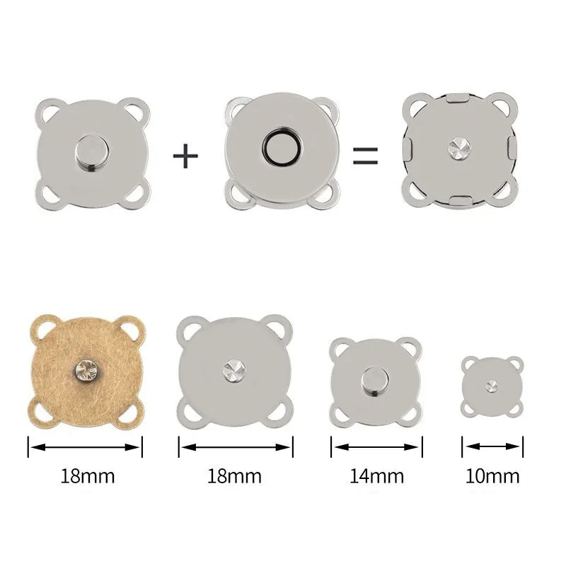 5/10set Metal Magnetic Snap Fasteners Clasps Button Handbag Purse Wallet Craft Bags Parts Accessories 10mm 14mm 18mm Pick Colors 2