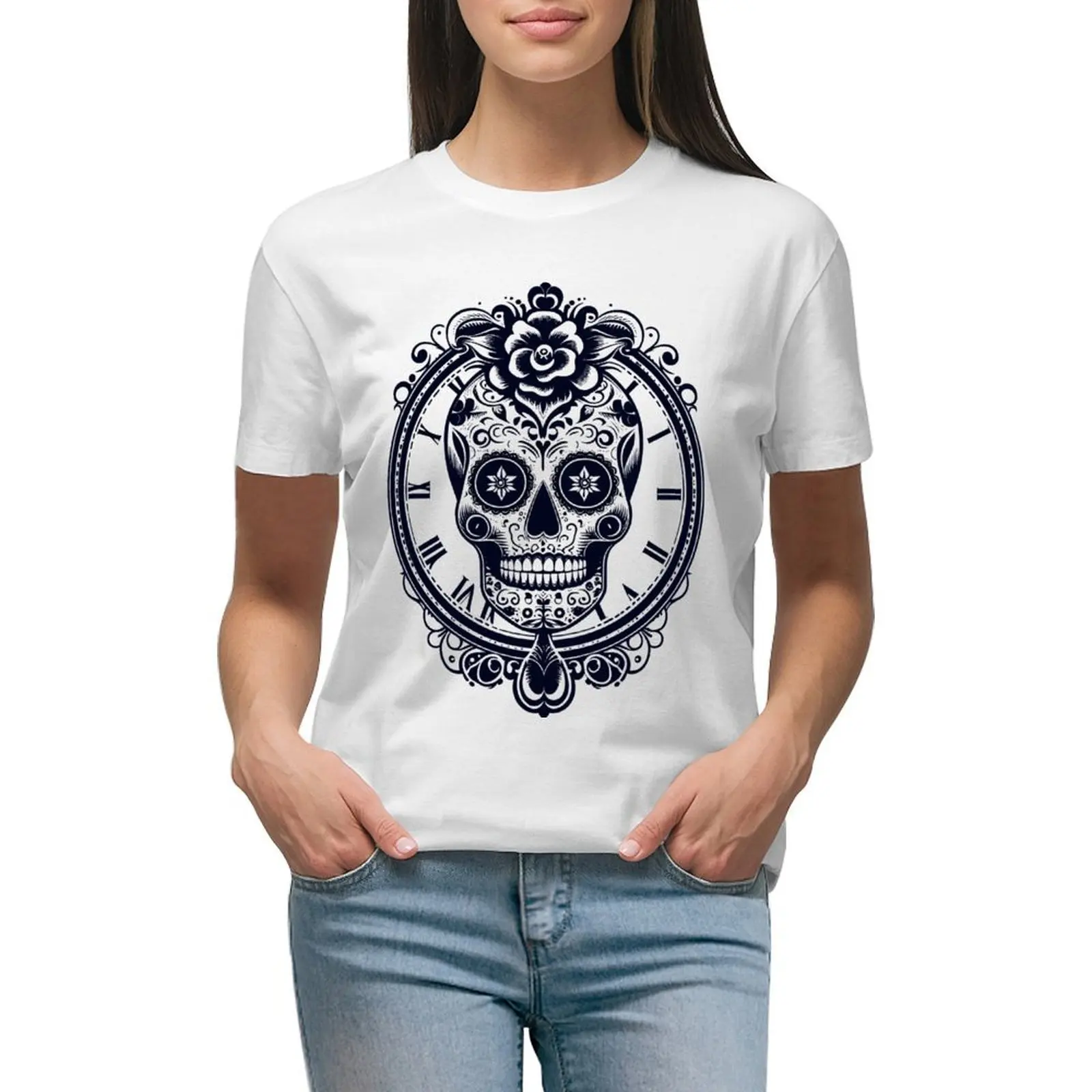 

Dia De Los Muertos Sugar Skull T-shirt cute clothes korean fashion black t shirts for Women