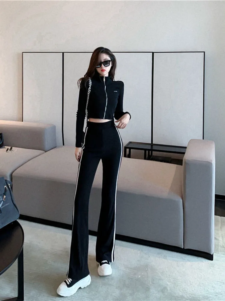 Summer Leisure Sports Suit Women Summer Sportswear Short Waist High Waist Bind Feet Pants Two-Piece Fitness Exercise Set