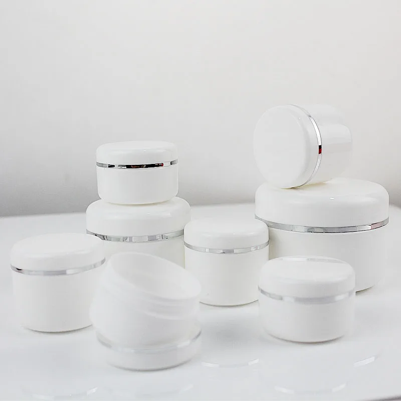 

10Pcs 20g/30g/50g Travel Face Cream Lotion Cosmetic Container White Plastic Empty Makeup Jar Pot Refillable Bottles