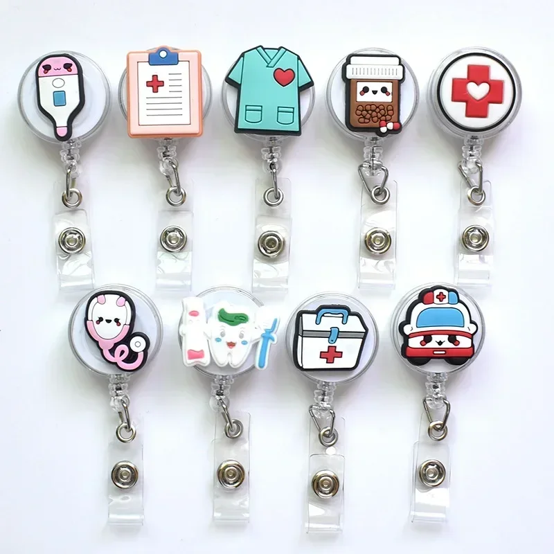 

Cute Cartoon Work Card Holders for Nurses Useful Retractable Badge Reels ID/IC Card Holder Hospital Supplies