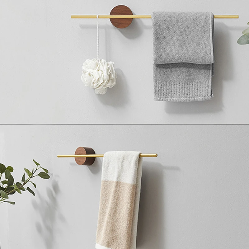 Towel Rack Towel Hanger Bath Holder Wood Wall Hanging Bar Bathroom Shelf Kitchen Storage Rack 40/50cm Towel Rack Wooden Towel Hook