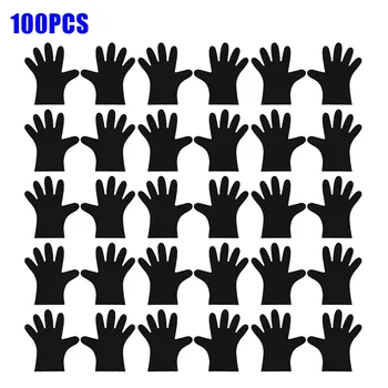 100pcs Black Gloves TPE Disposable Latex Free Powder-Free Vinyl Synthetic Gloves For Household Kitchen Cleaning Gloves S M L XL 1