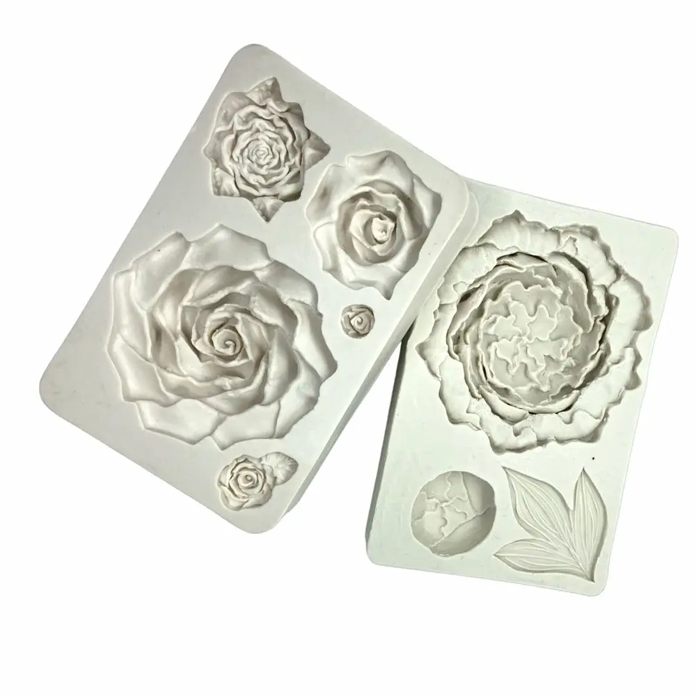 

3D Flowers Shape Fondant Mold Cake Chocolate Sugarcraft Decorating DIY Rose Peony Flower Silicone Mould