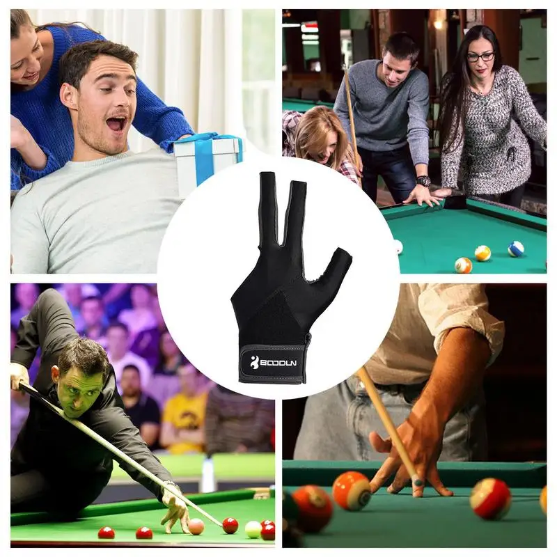 1pc Billiards Glove Left & Right Hand Three Finger Snooker Billiard Glove Smooth Elasticity Billiard Training Gloves Accessories