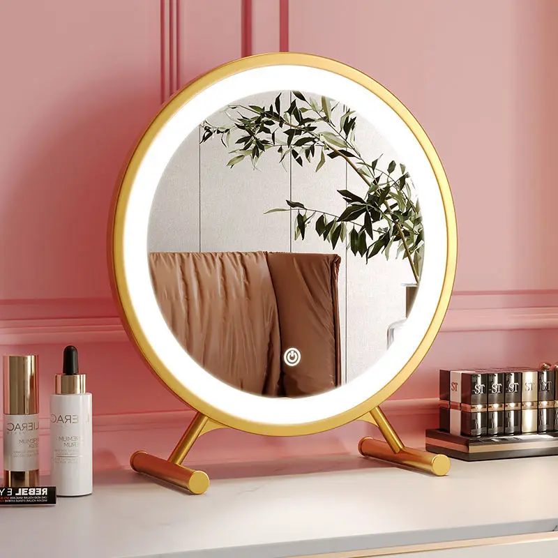 

Handheld Led Dressing Mirror Round Standing Maiden Bedroom Cute Modern Mirror Vanity Cool Girls Miroir Mural Home Decoration