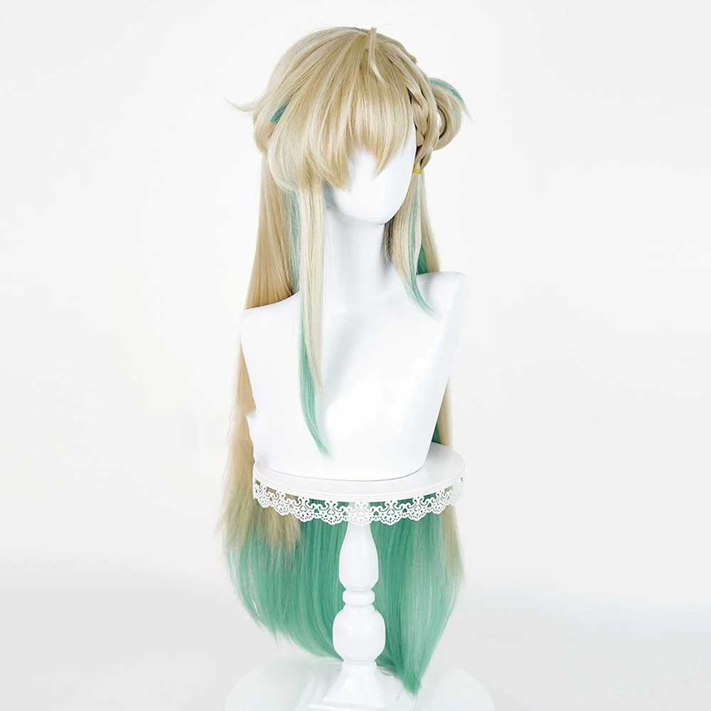Generic Gold Green Gradient Long Heat-Resistant Synthetic Wig for Cosplay Events