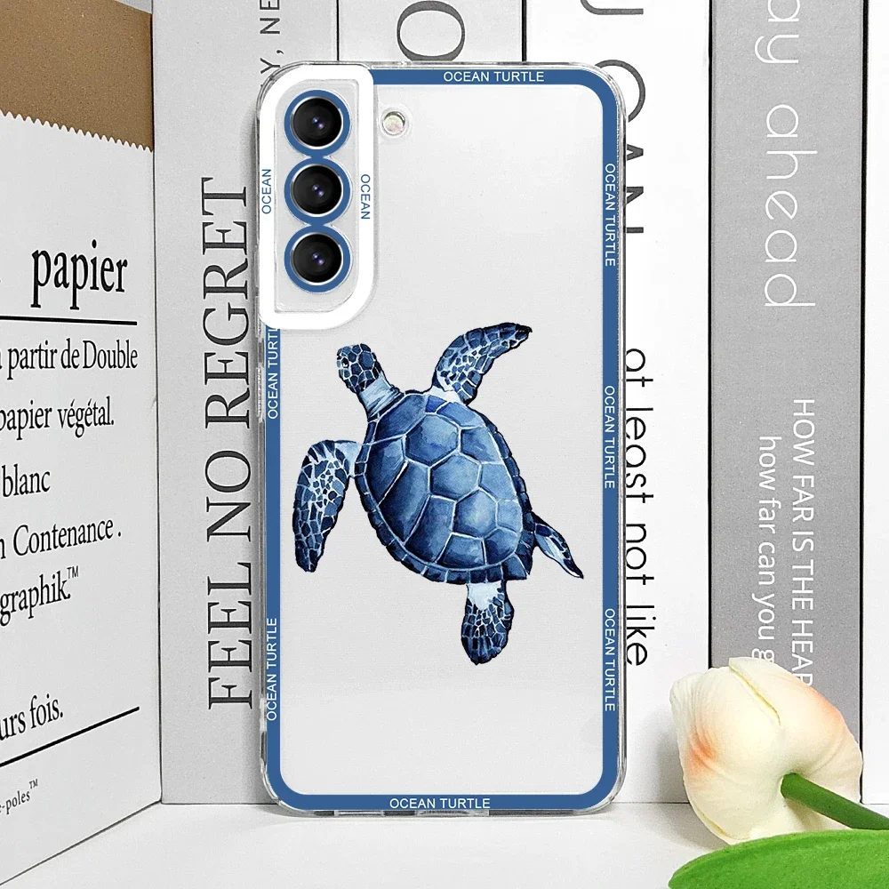 Cool Ocean Turtle Sea Blue Design Clear Phone Case Cover
