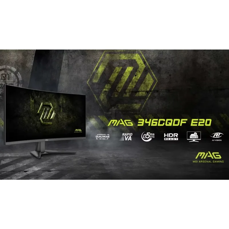 2026년형 MSI MAG 346CQDF E20 듀얼 모드 게이밍 모니터 34인치 3440x1440 UWQHD 200Hz / HD 400Hz 커브드 디스플레이 0.5ms PC 데스크탑용
