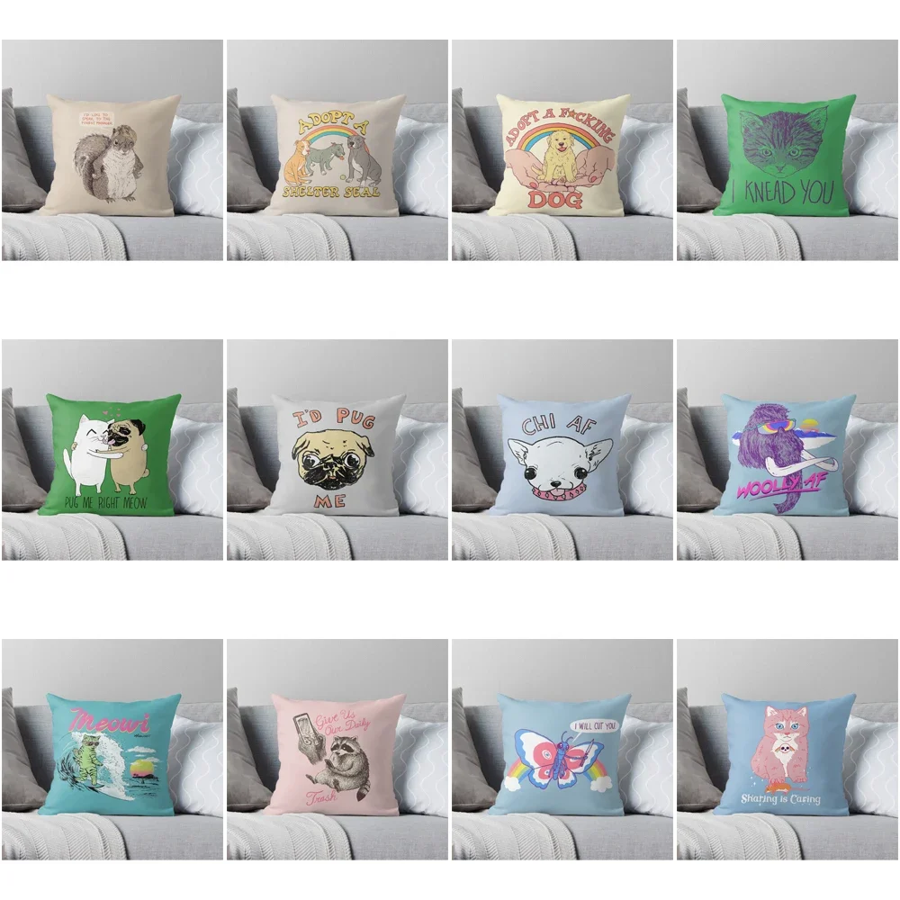 

Home Decoration pillow case animal design linen pillow case 60*60 sofa cushion cover 40*40 family decoration can be customized