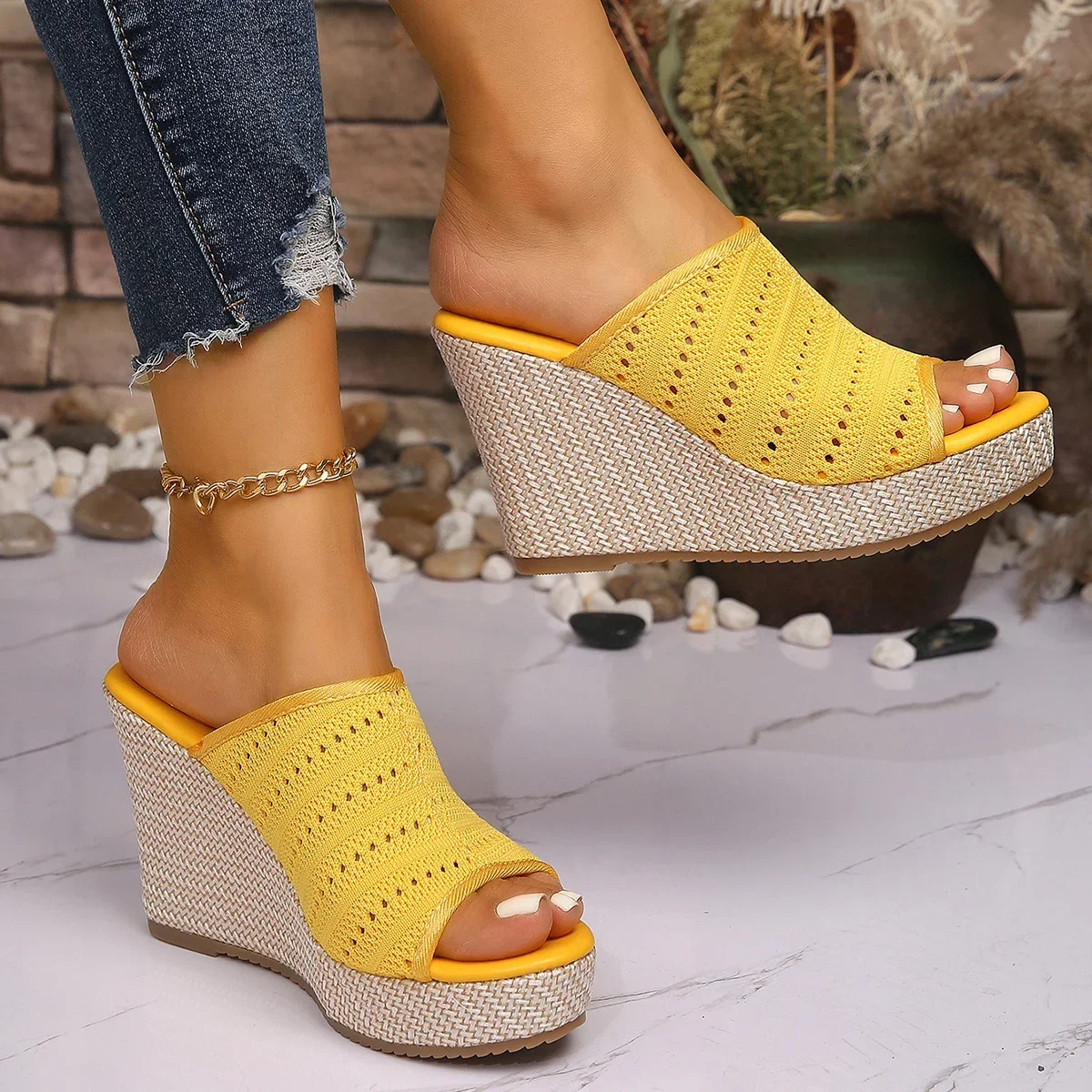 Fashion Women Wedge Sandals 2025 New Platform Peep Toe High Heels Sandals Women Large Size Casual Party Wedge Shoe for Women